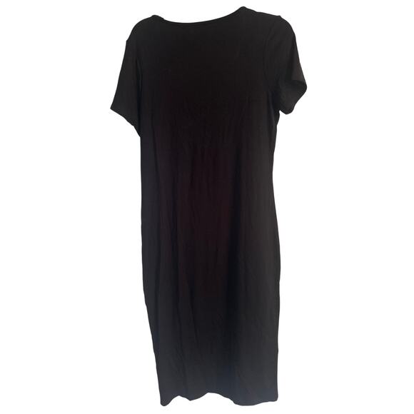 NWT DKADMG Black Bodycon Dress Short Sleeves U Neck Zipper Size Junior XXL - Picture 3 of 5